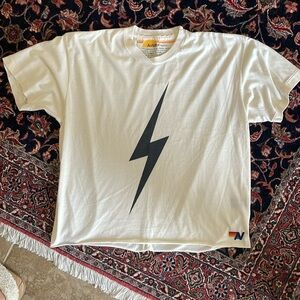 Bolt Boyfriend Crop Tee size Large vintage white